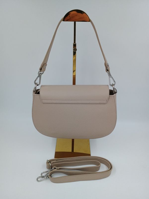Trendy handtas in beige kalfsleder