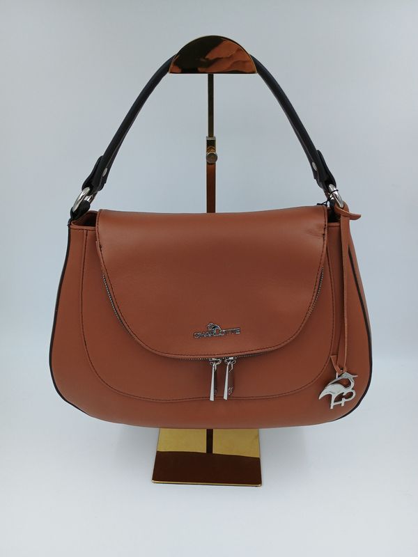 Moderne Alba Handtas in natuurlook bruin kalfsleder