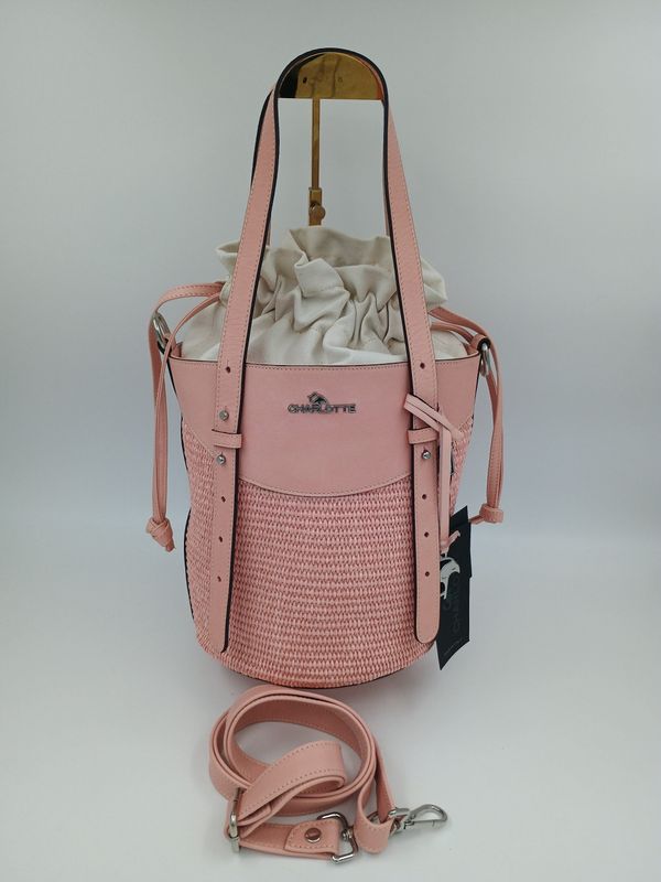 EXILIS 2027 Handtas uit leder en Raffia