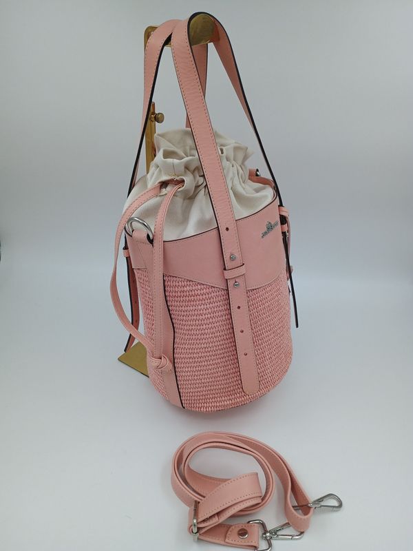 EXILIS 2027 Handtas uit leder en Raffia