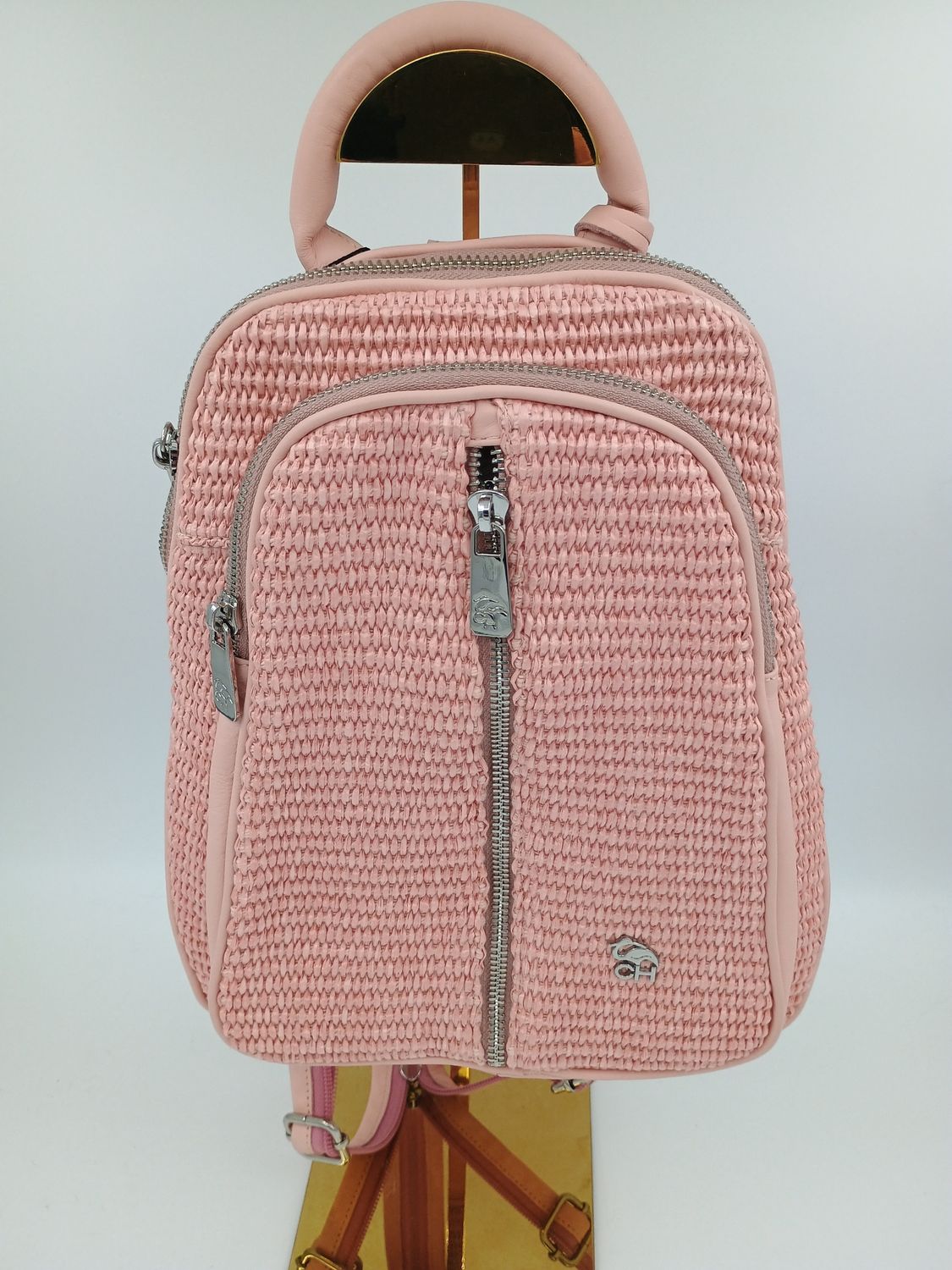 EXILIS 3822 Rugzak uit leder en Raffia CANDY