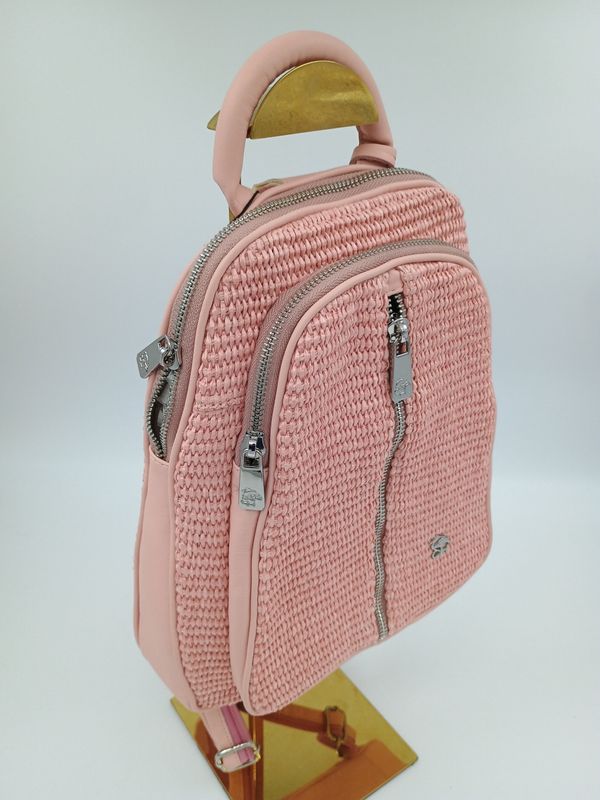 EXILIS 3822 Rugzak uit leder en Raffia CANDY