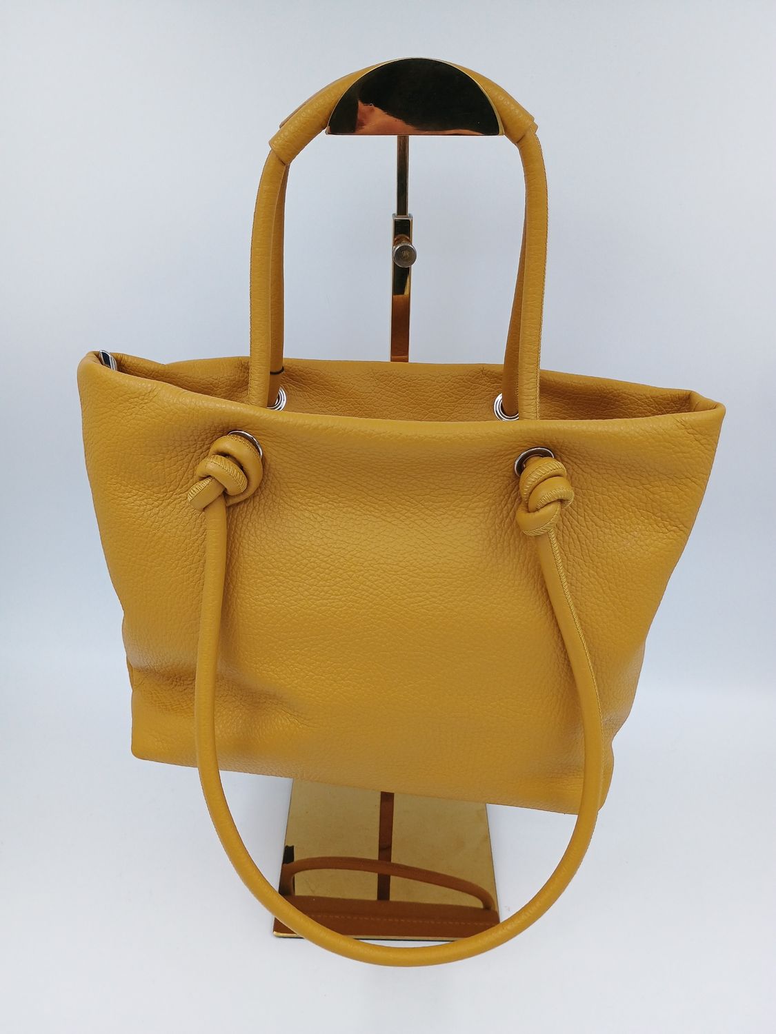 Purpurea 0669 Mosterdkleurige Handtas in Kalfsleder