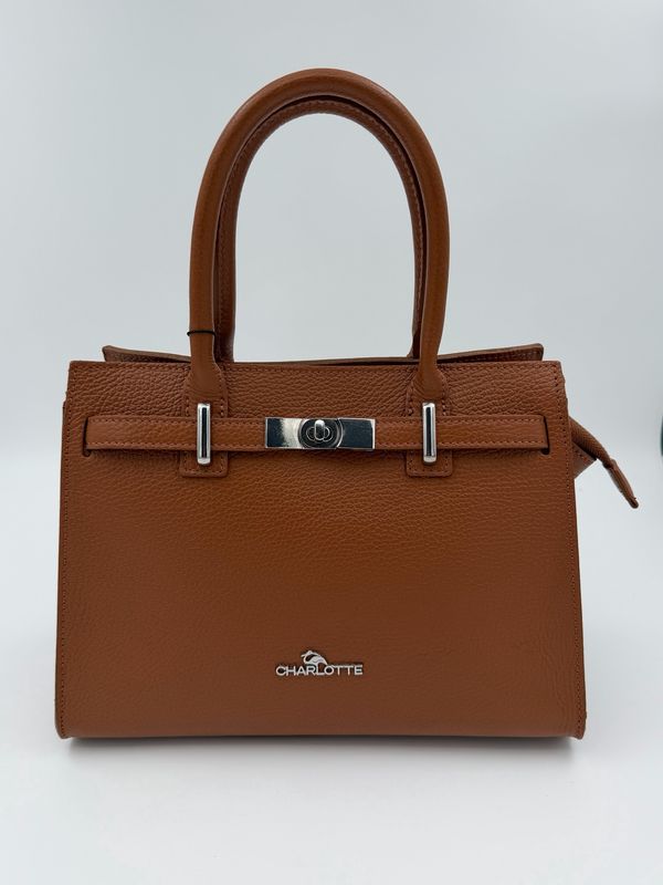 Purpurea 0596 Handtas Kelly Model met schouderriem Natuurleer