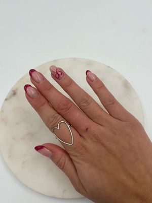 Open Heart Ring Dun Zilverkleurig