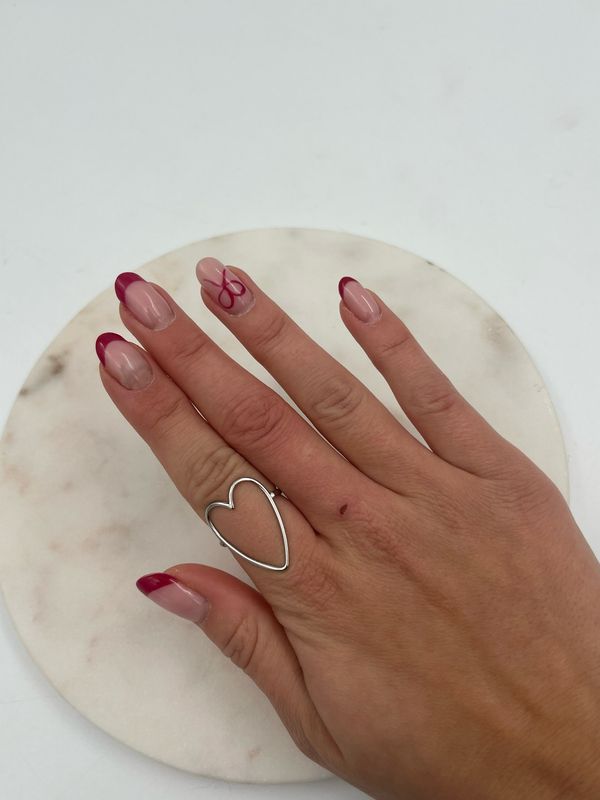 Open Heart Ring Dun Zilverkleurig