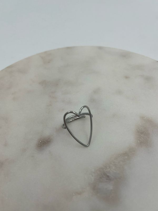 Open Heart Ring Dun Zilverkleurig