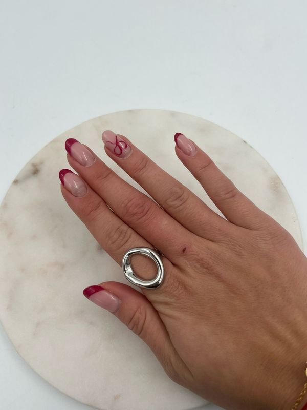 Chunky Oval Ring Small Zilver