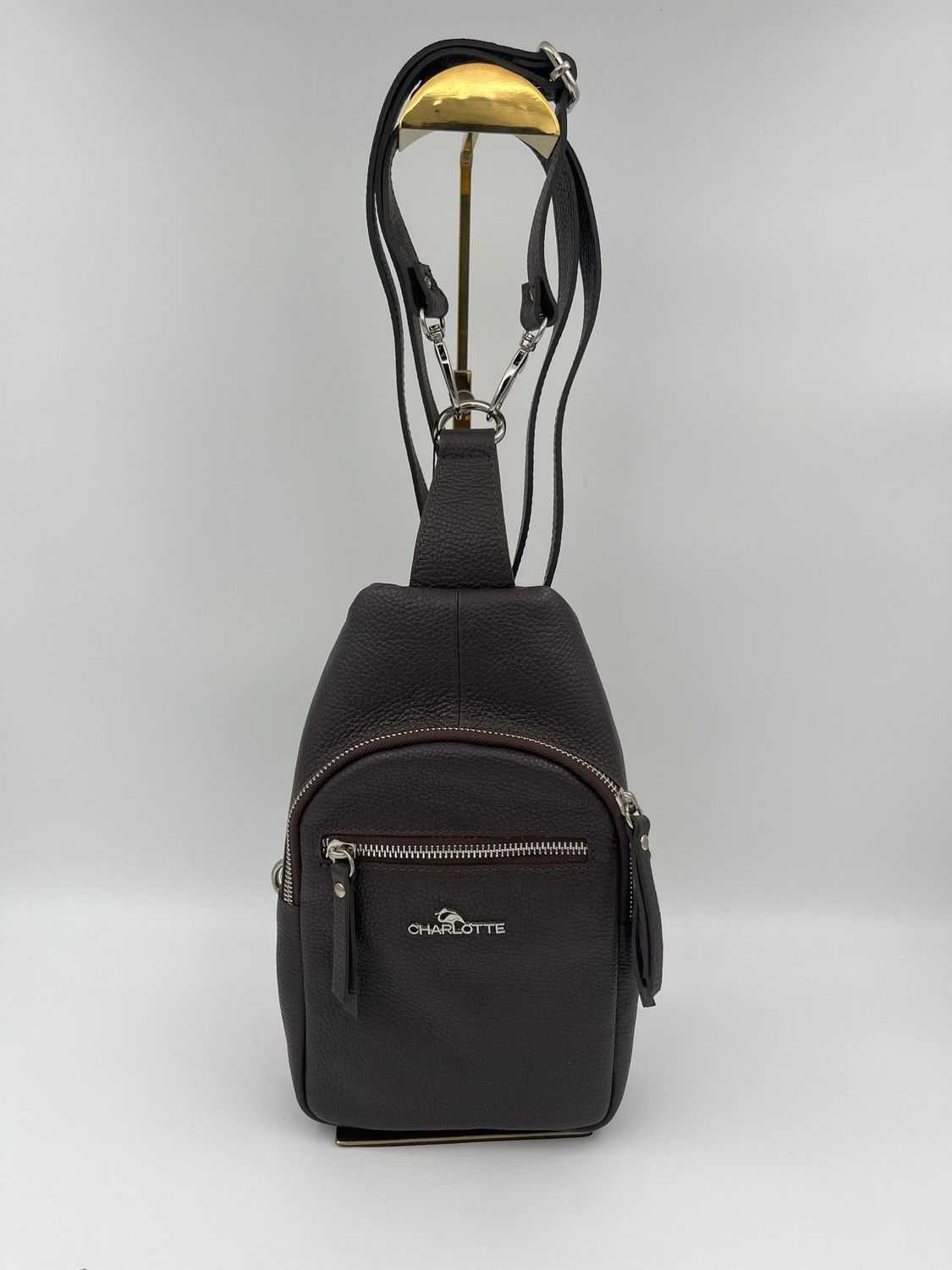 Purp 0632 Chocolade bruin leder mini rugzak