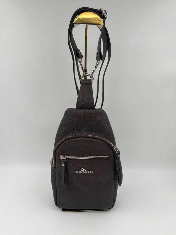 Purp 0632 Chocolade bruin leder mini rugzak