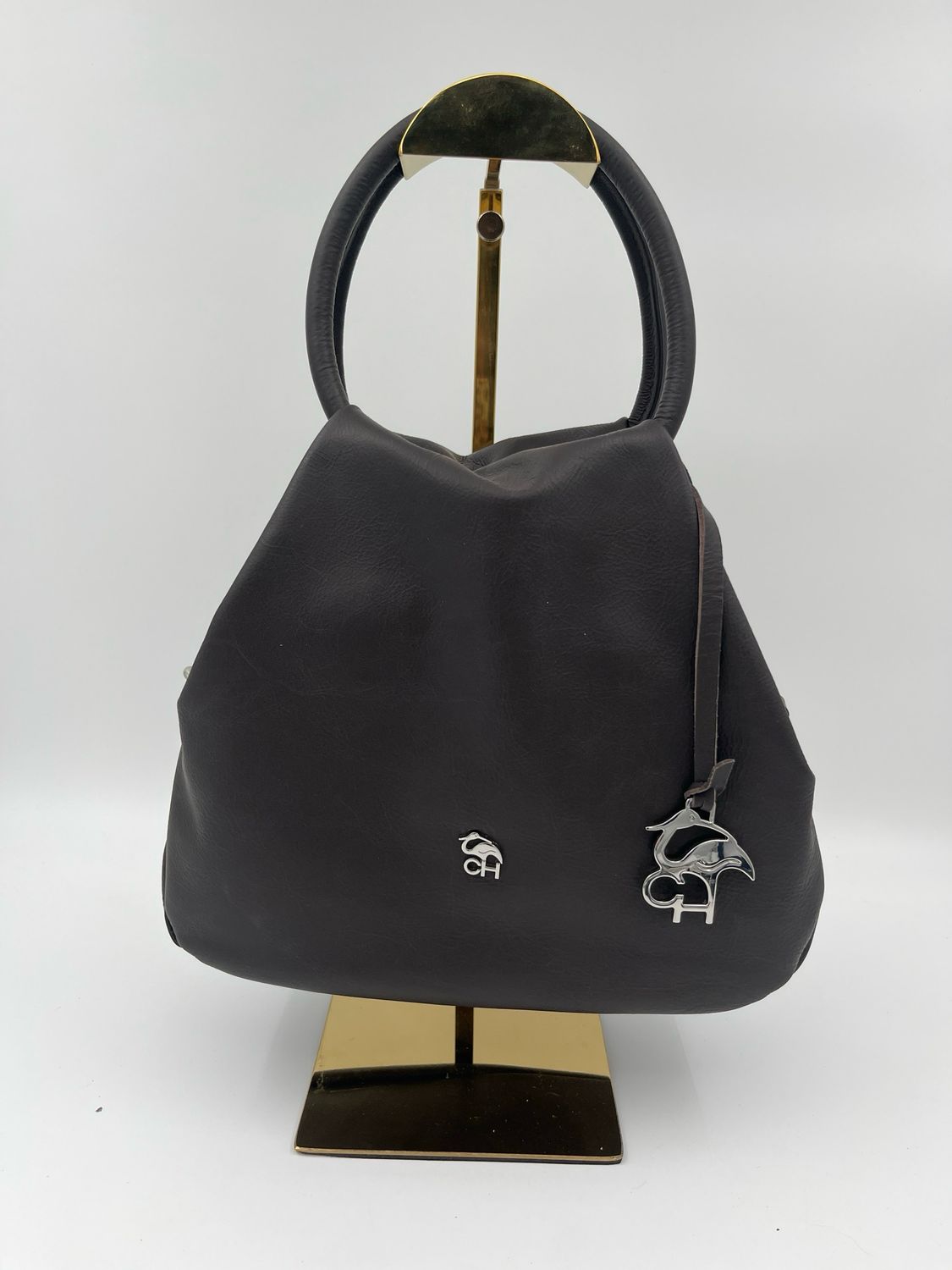 Alba3659 Chocolade Handtas in Kalfsleder