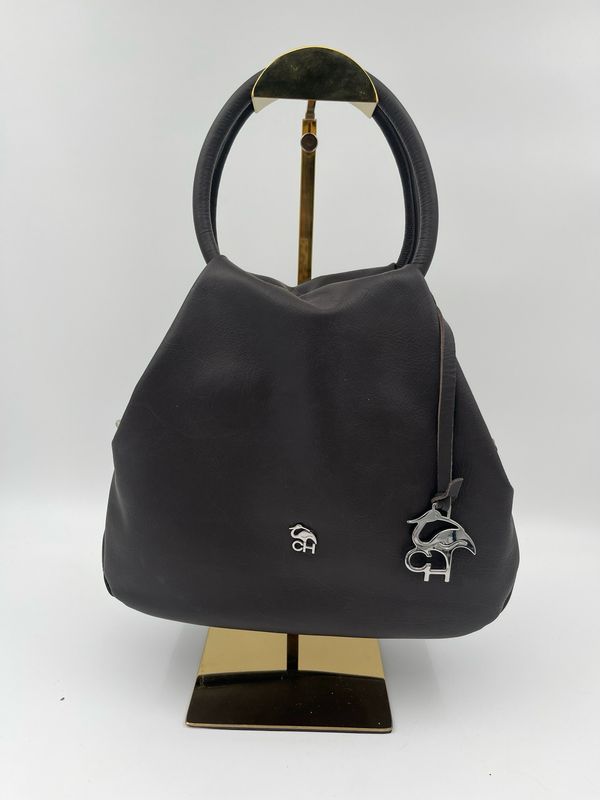 Alba3659 Chocolade Handtas in Kalfsleder