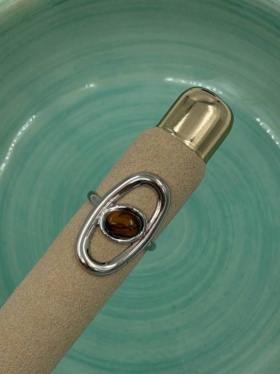 Oval Tiger Eye Ring Zilver