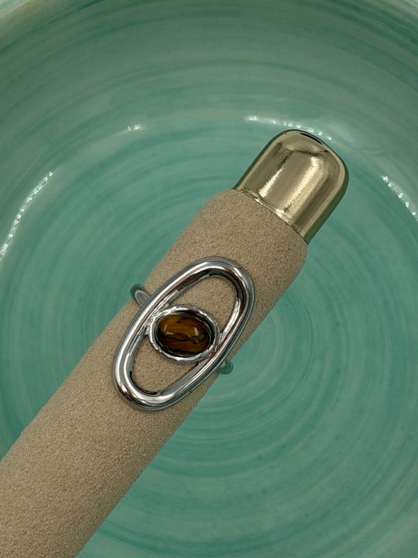 Oval Tiger Eye Ring Zilver
