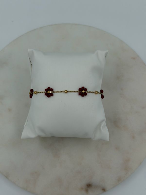 Flowery Bracelet Bordeaux