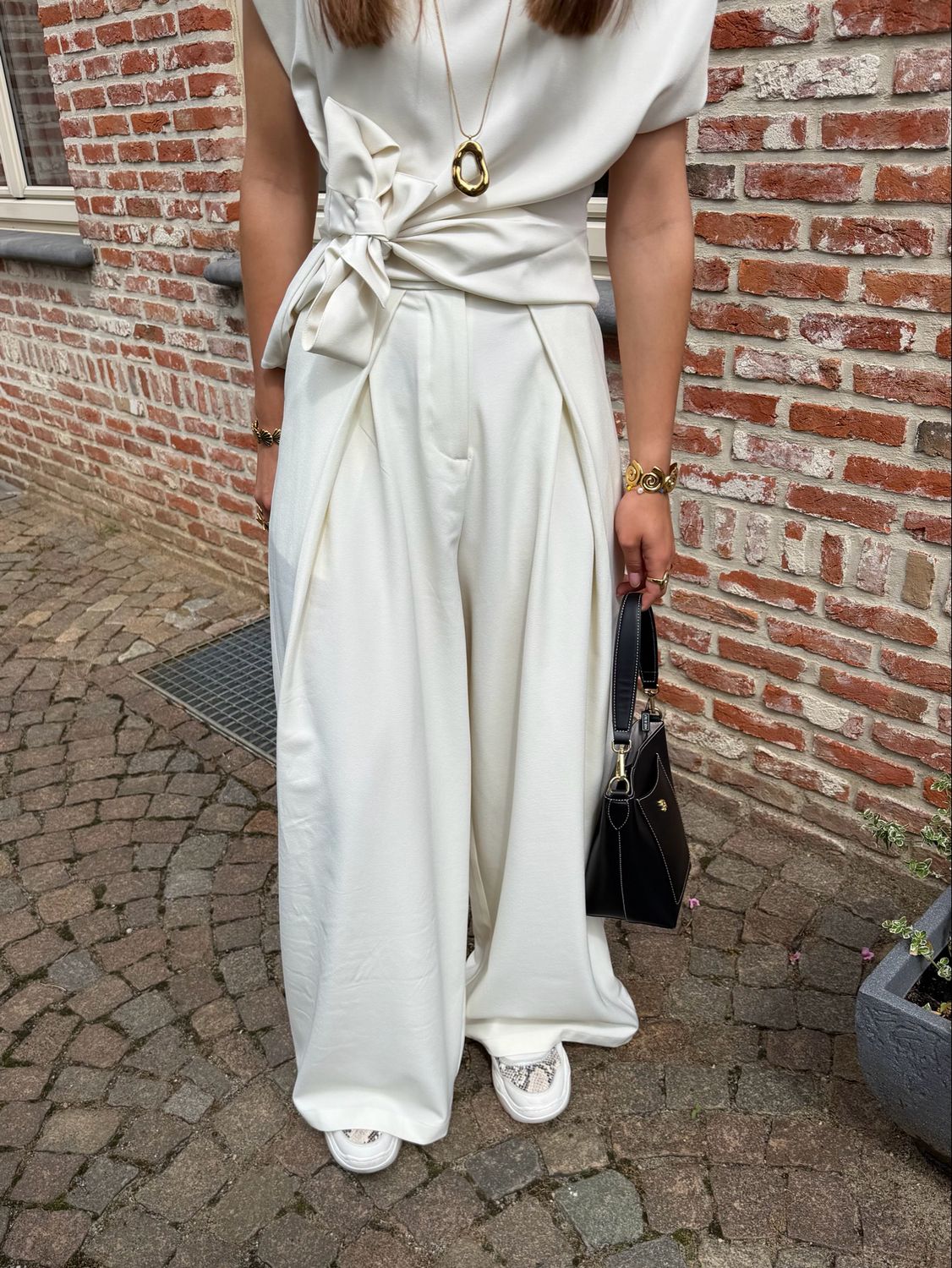 Cecila Pantalon Plooi Ecru