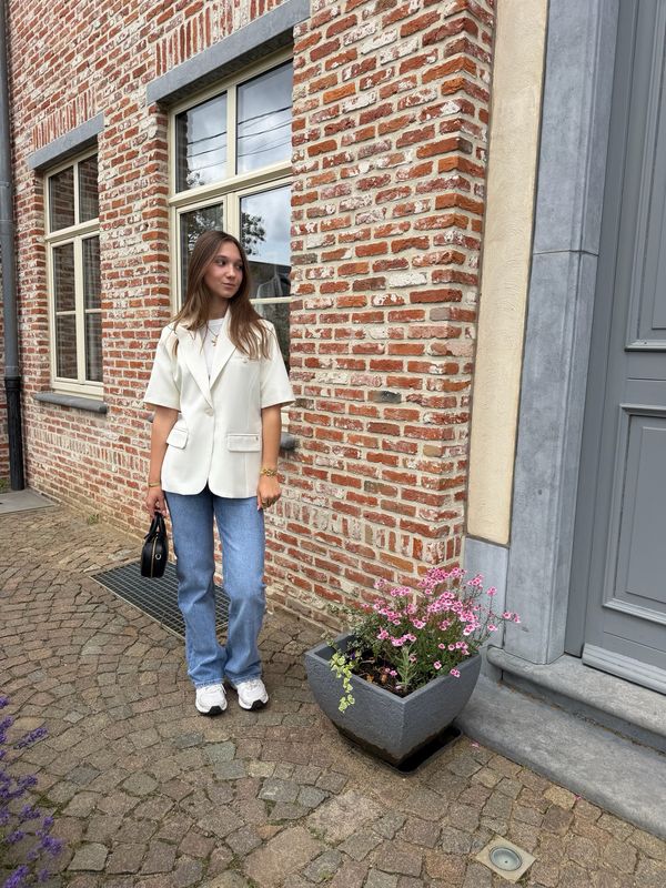 Short Sleeve Blazer Ecru