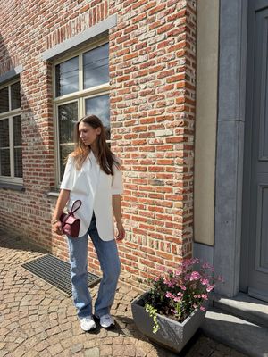 Cross Over Short Sleeve Blazer Wit