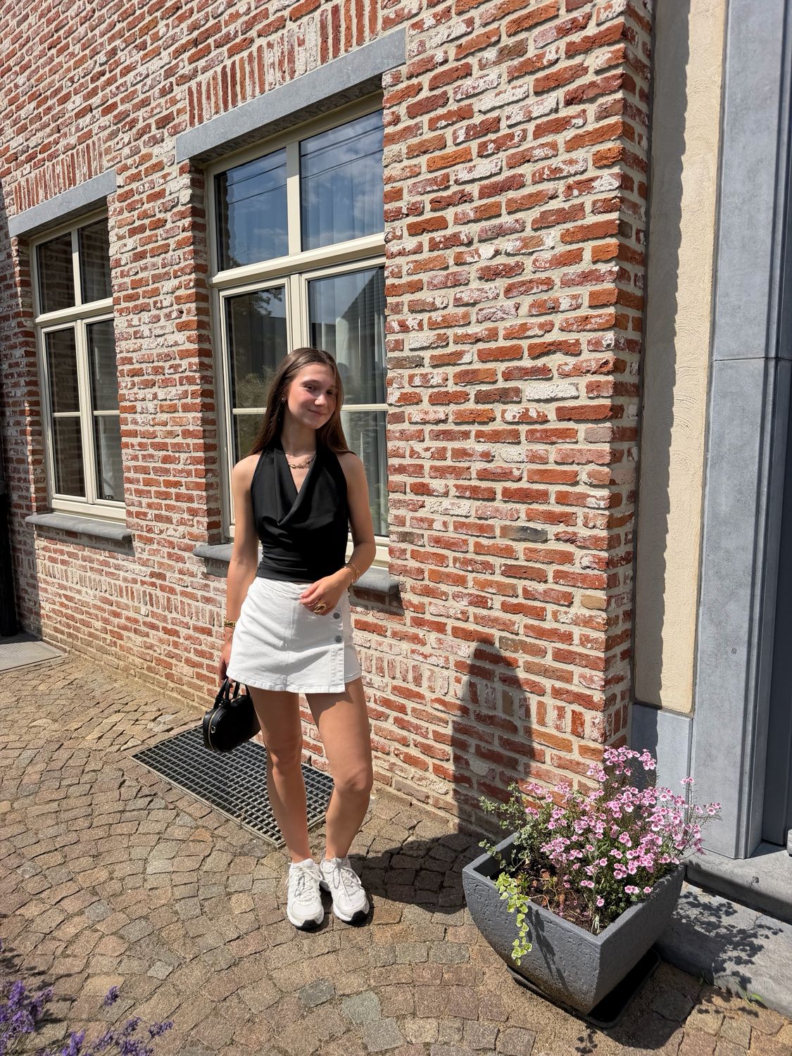 Open Halter Top Zwart