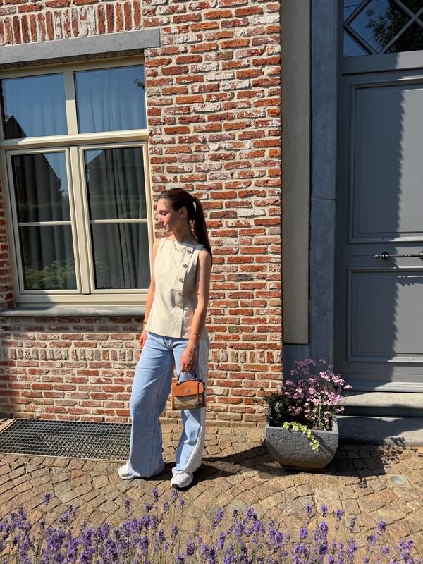 Pelplum Top Beige