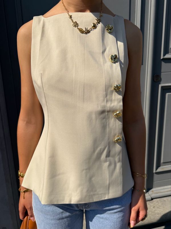 Pelplum Top Beige