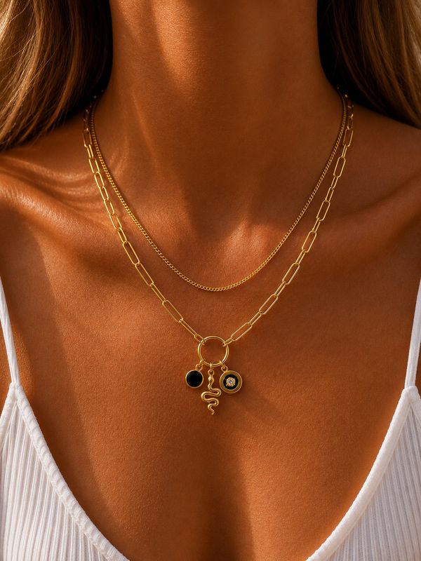 Double Snake Necklace Goud