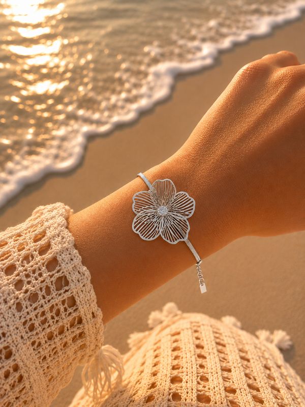 Big Flower Bracelet Zilver