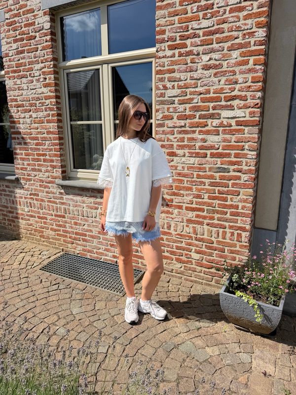 Oversized Lace Tee White