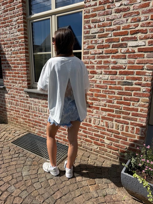 Oversized Lace Tee White
