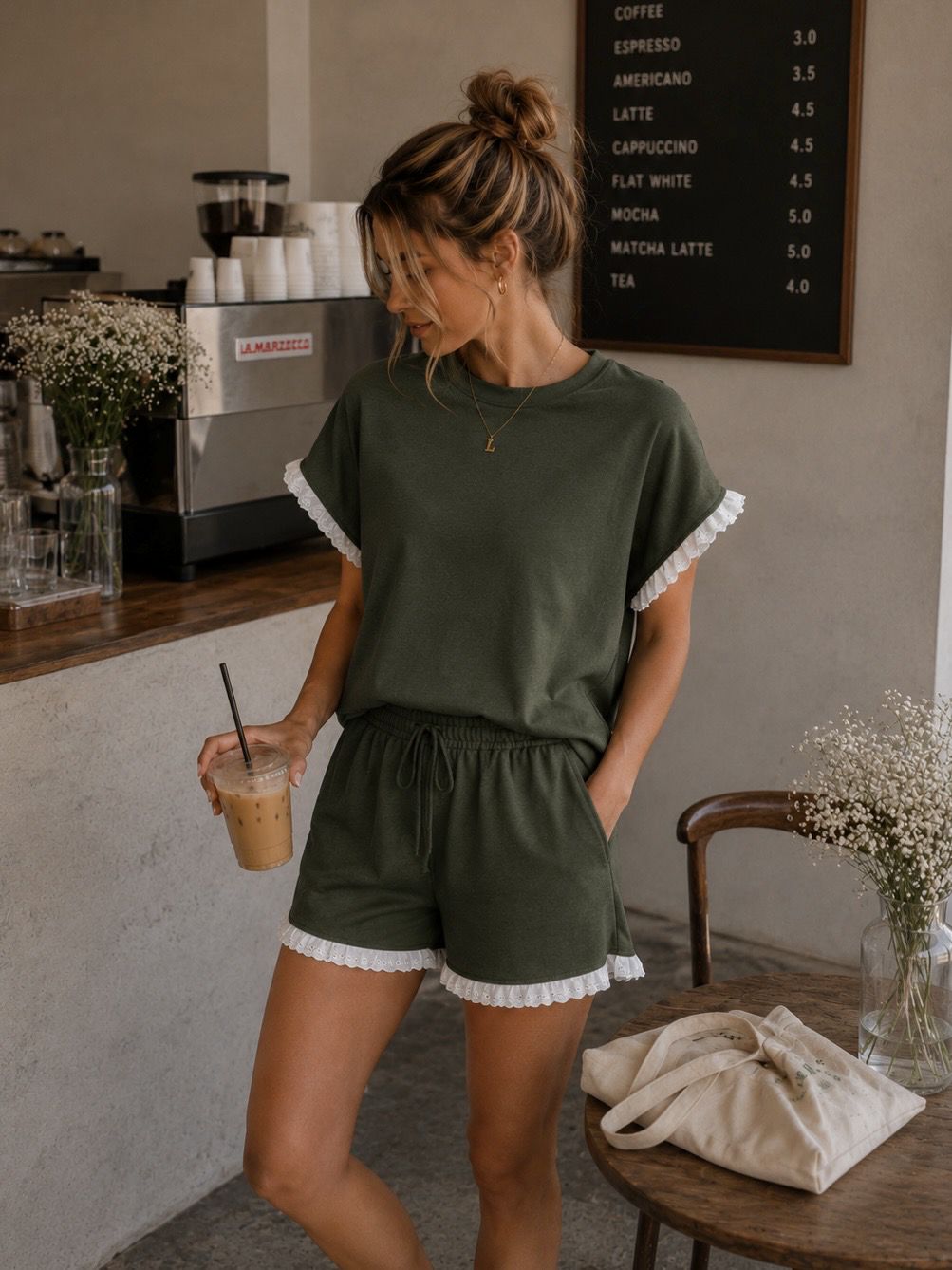 Lounge Set Lace Khaki/ Groen