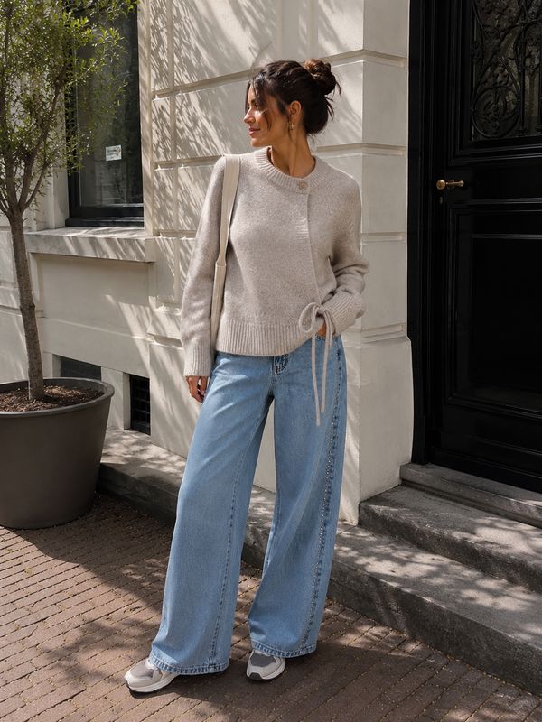 Fold Over Knit Light Beige