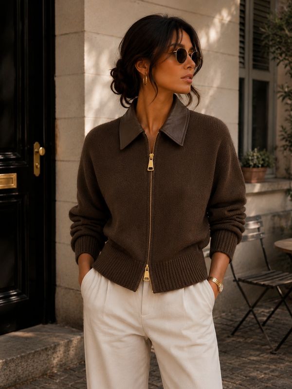 Double Zip Vest Brown