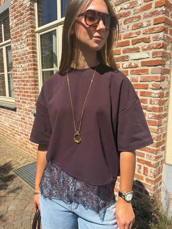 Lace Tee Brown