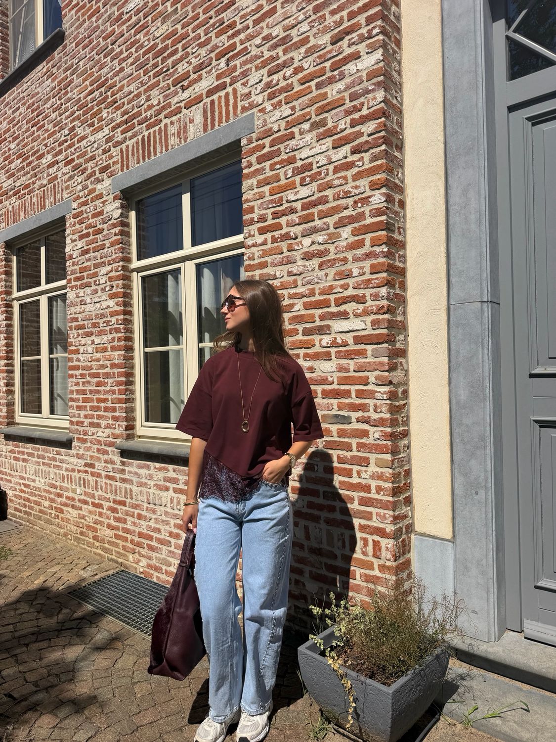 Lace Tee Bordeaux
