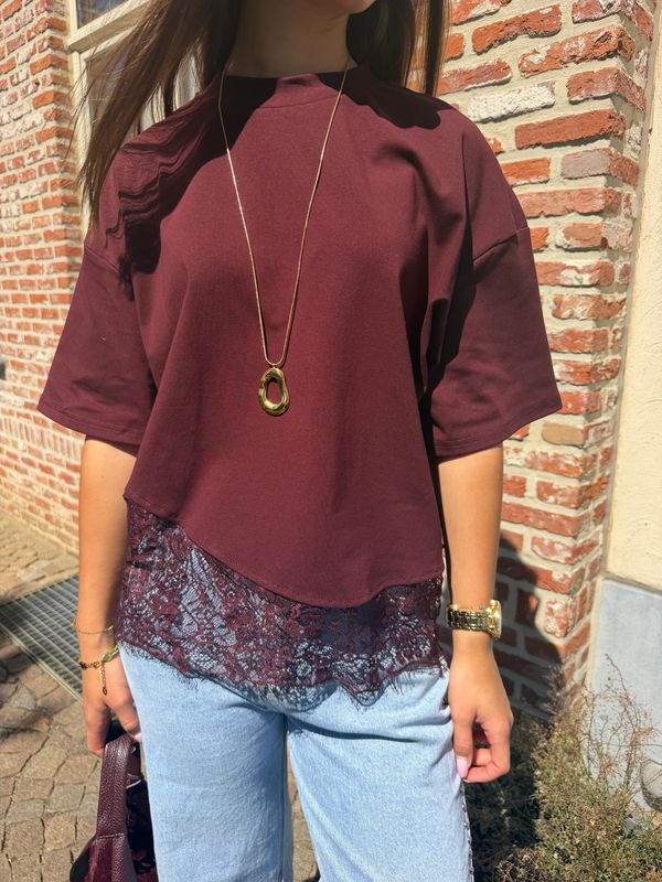 Lace Tee Bordeaux
