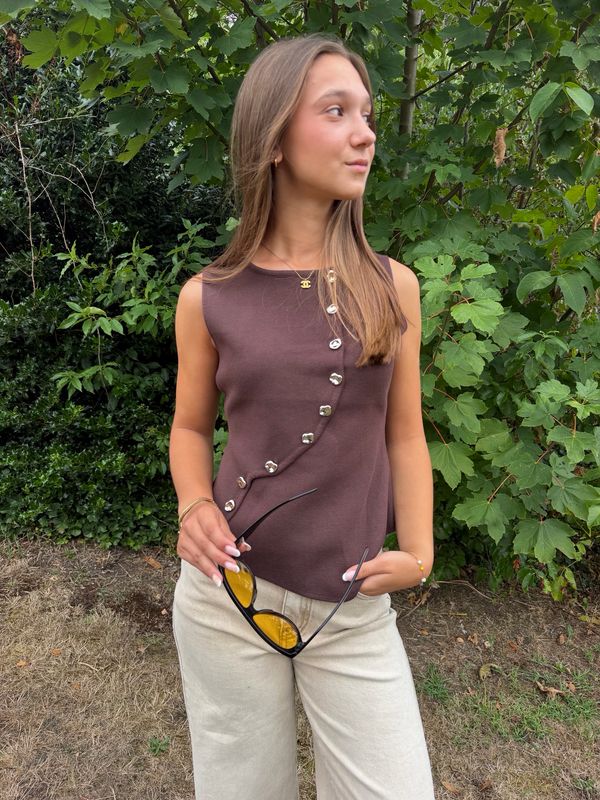 Button Top Brown