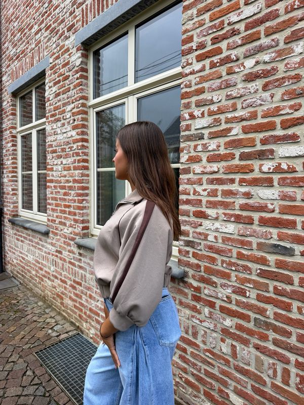 Sporty Zip Vest Taupe x Brown