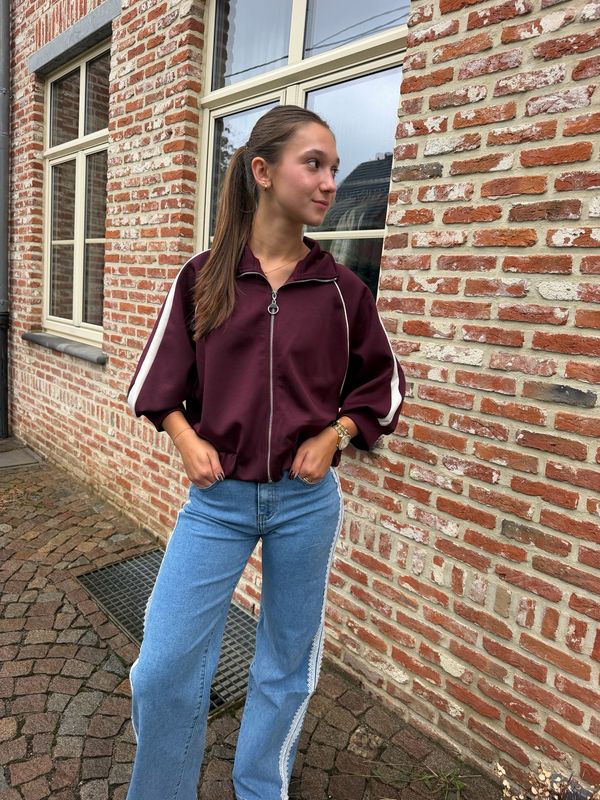 Sporty Zip Vest Burgundy x White