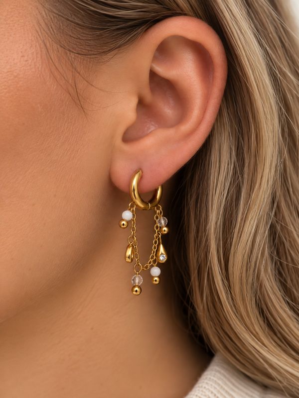 Lou Earings White x Gold
