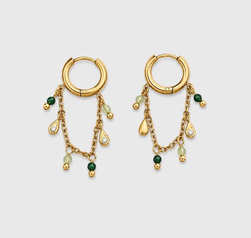 Lou Earings Green x Gold