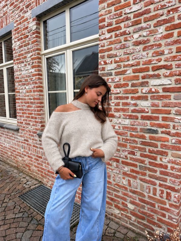 Mila Chocker Knit Ecru Long Sleeves
