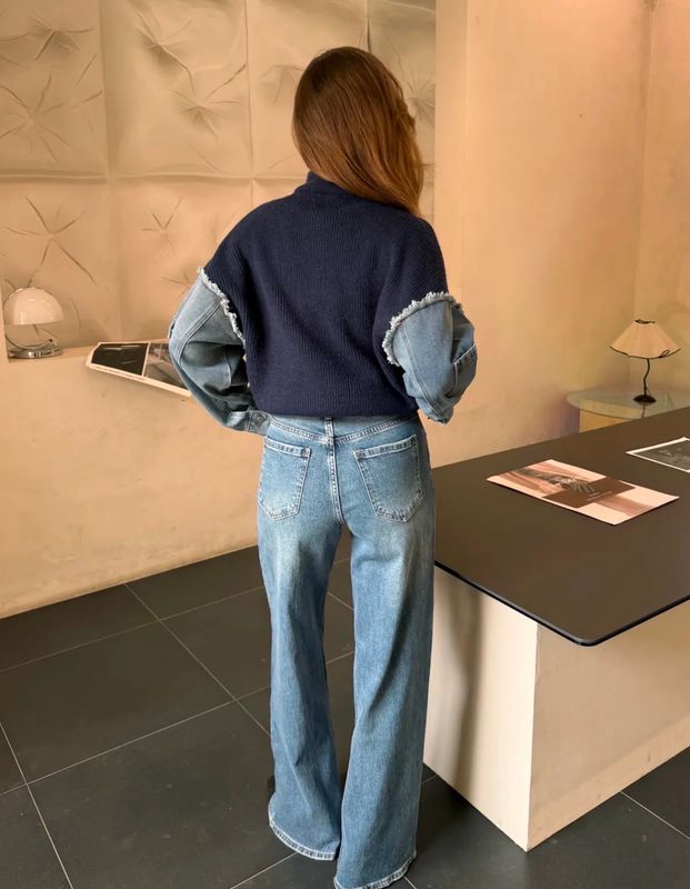 Denim style Half Zip Sweater PRE ORDER 26/10