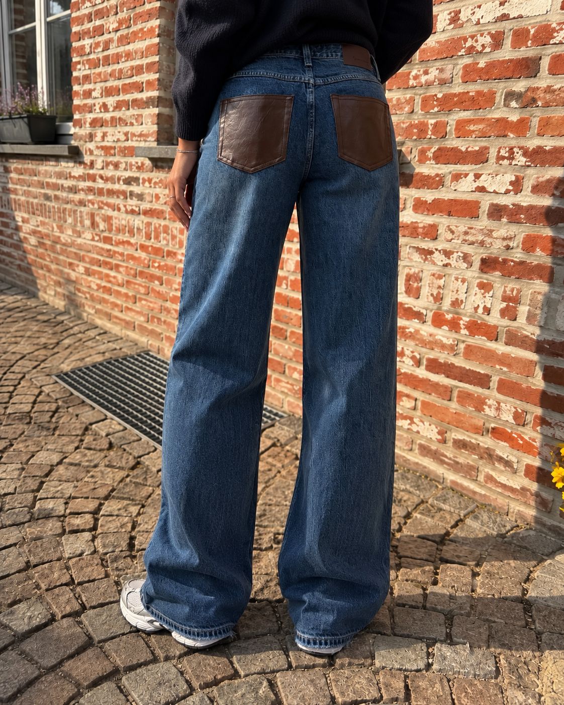 Brown Pocket Wide Leg Jeans