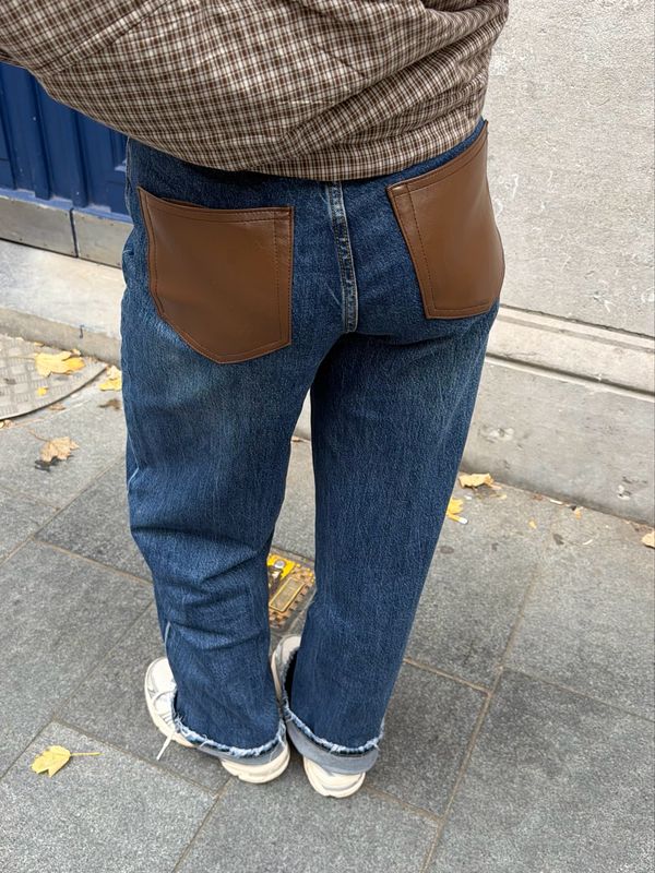 Brown Pocket Wide Leg Jeans