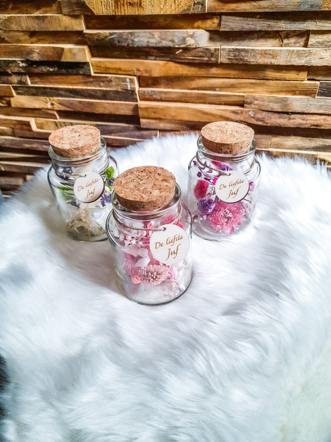 Potje met droogbloemen liefste juf