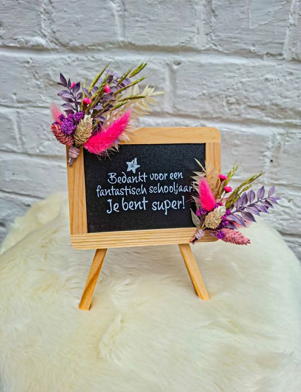 krijtbord " bedankt voor het leuke schooljaar "