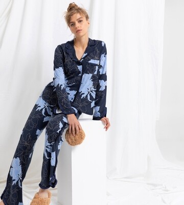 Blauwe pyjama met grote bloemenprint, LordsxLilies