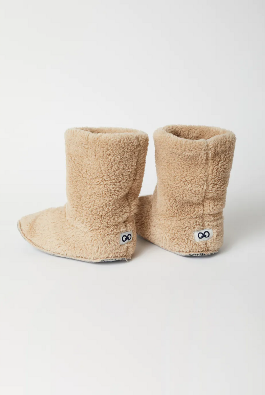 Pantoffels van zachte teddystof, Woody, Beige