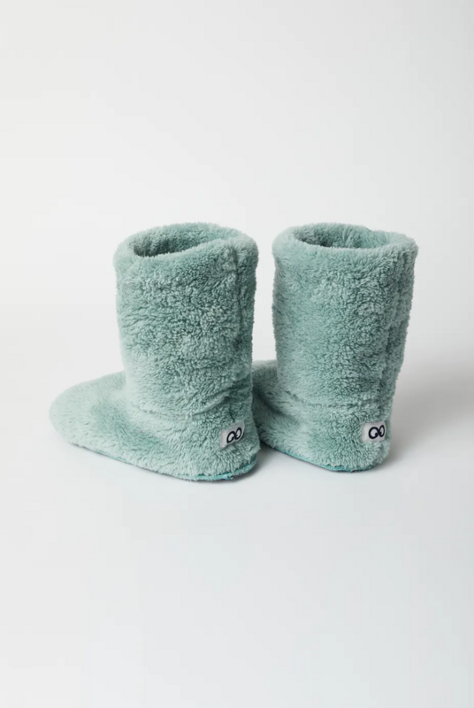 Pantoffels van zachte teddystof, Woody, Muntgroen
