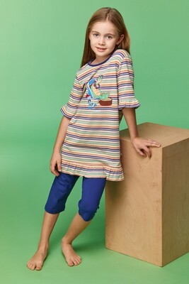 Meisjespyjama, Woody, thema Schildpad, Multicolor gestreept